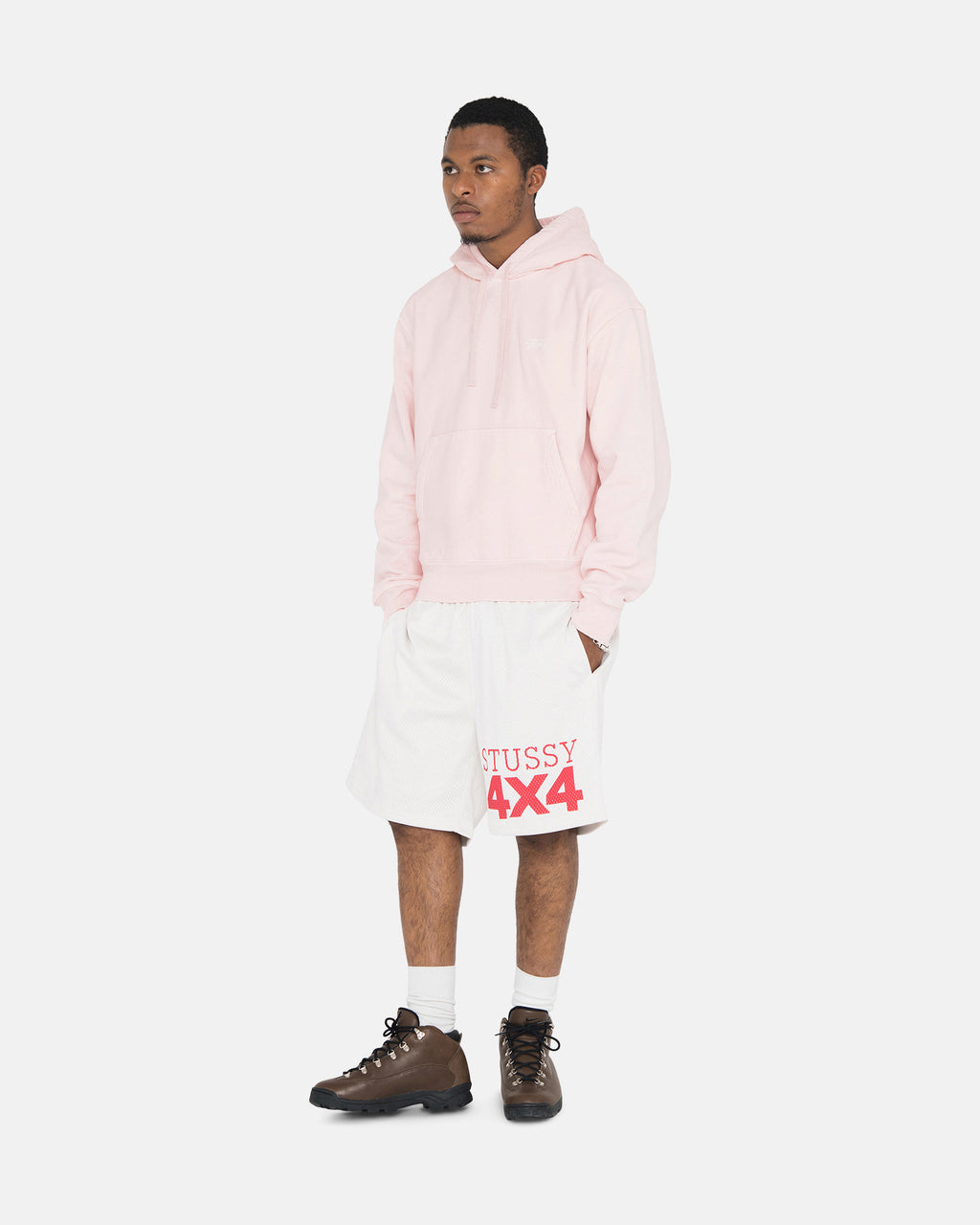 Sweat à Capuche Stussy Stock Logo Zip Rose | TLKW-50862735