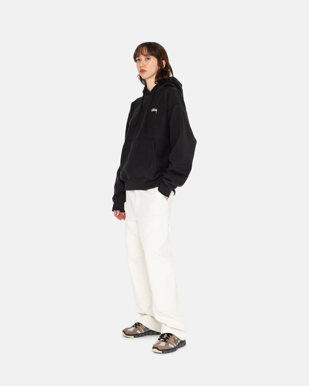 Sweat à Capuche Stussy Stock Logo Zip Noir | KXYN-13843010