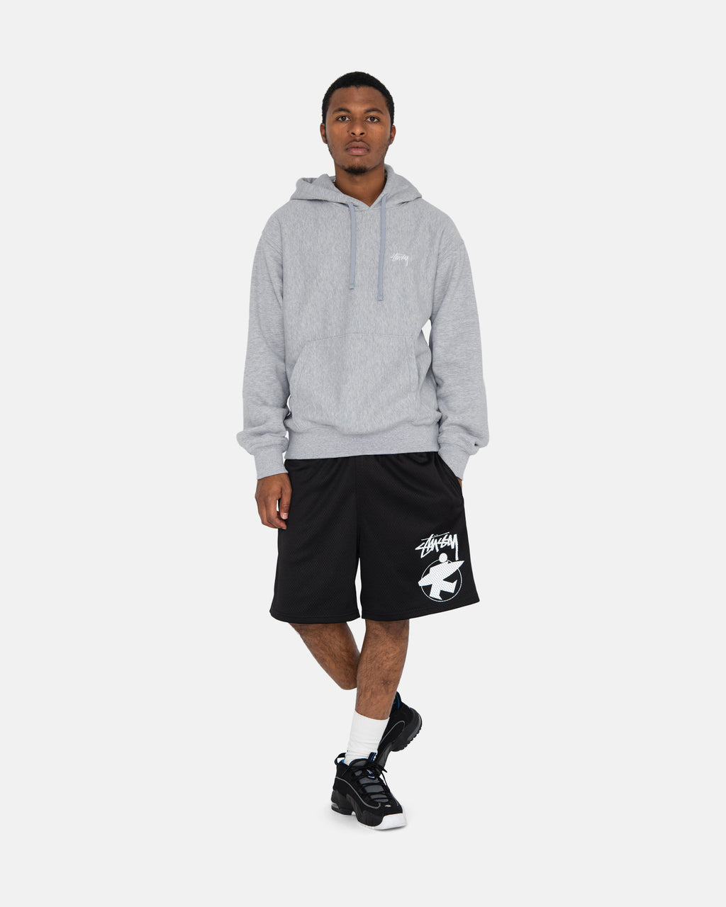 Sweat à Capuche Stussy Stock Logo Zip Grise | FTBX-94846088