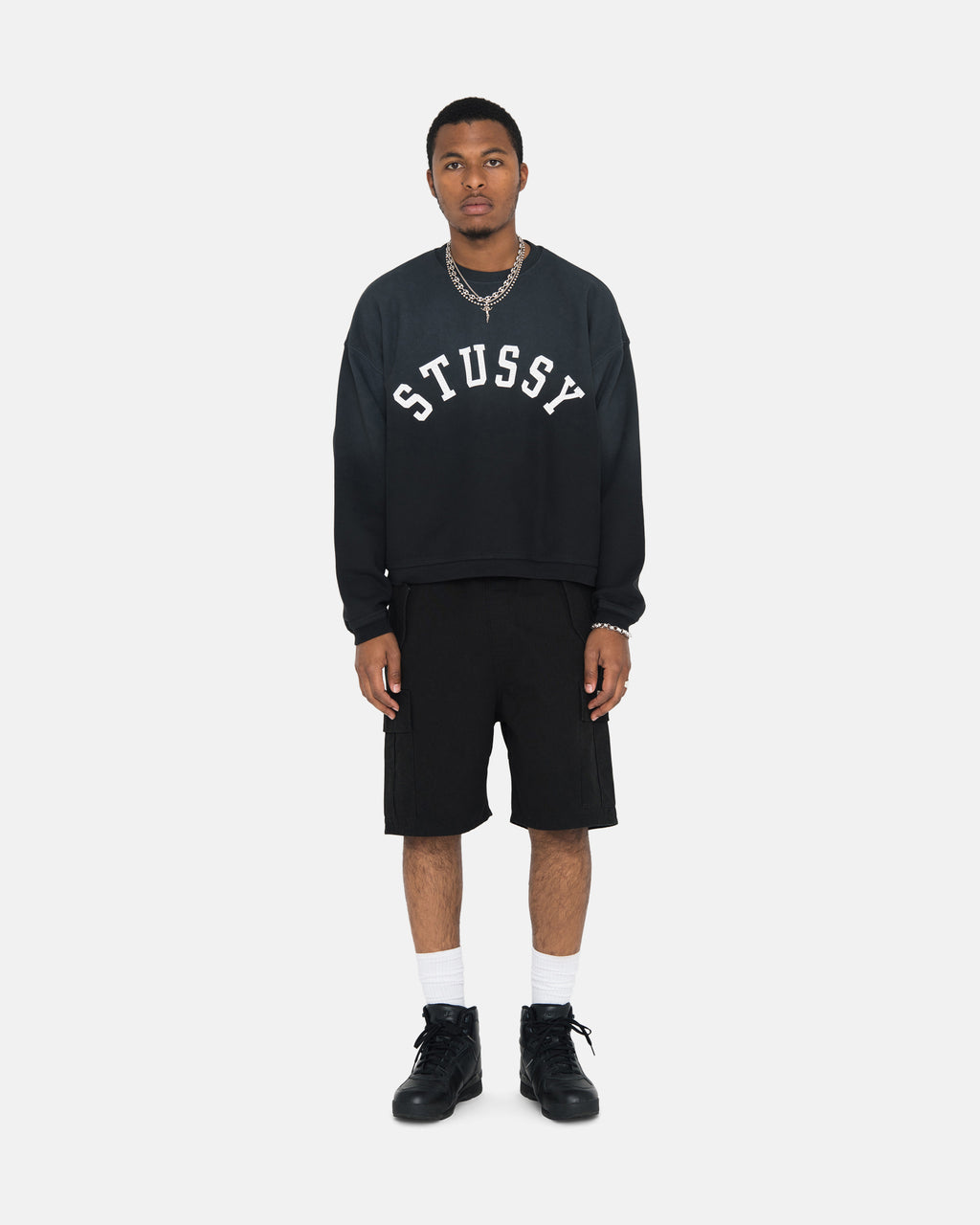 Shorts Stussy Sun Faded Oversized Crew Bleu Marine | XQTK-60278708