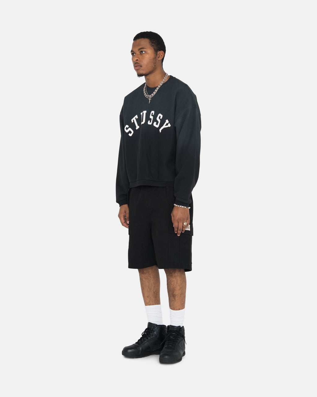 Shorts Stussy Sun Faded Oversized Crew Bleu Marine | XQTK-60278708