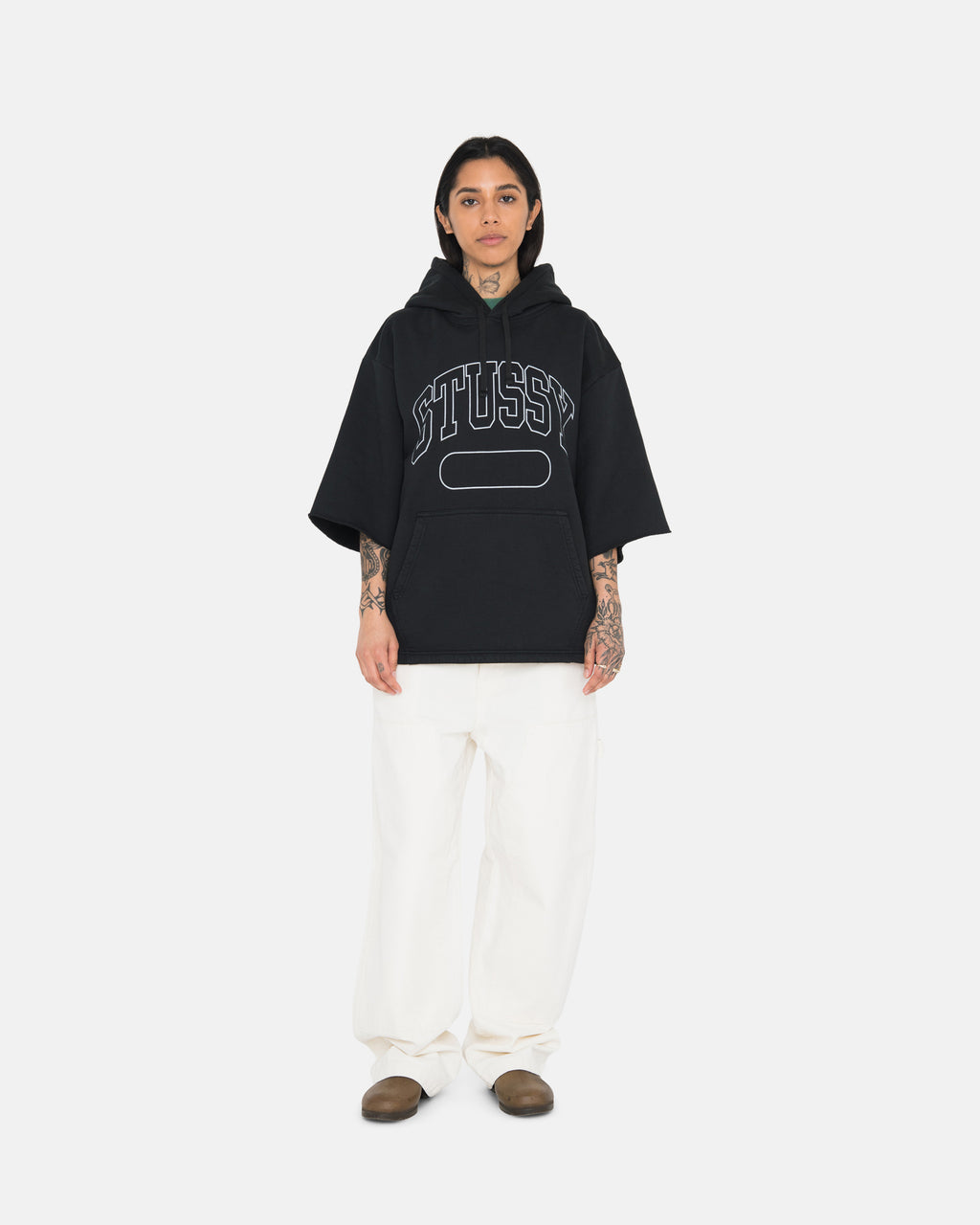 Sweat à Capuche Stussy Ss Boxy Cropped Grise | KNOQ-29545958