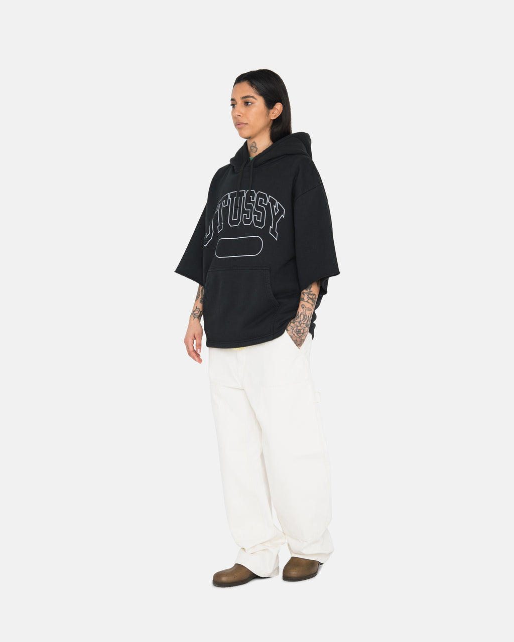 Sweat à Capuche Stussy Ss Boxy Cropped Grise | KNOQ-29545958