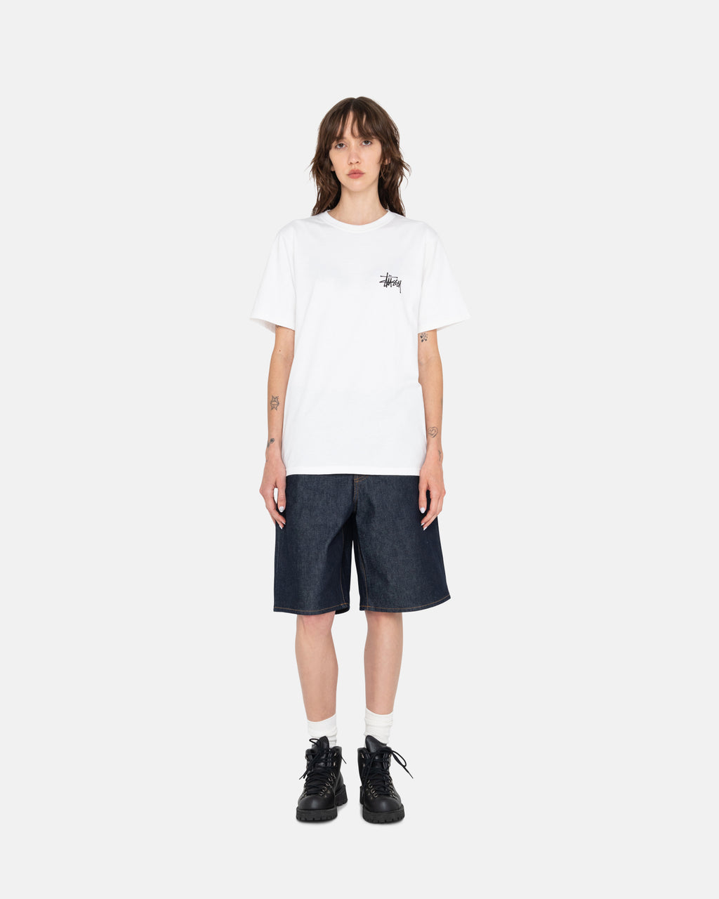 T Shirt Running Stussy Basic Stüssy Bleu Marine | ROID-04524797