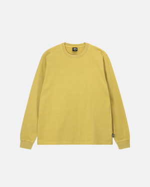 T Shirt Running Stussy Heavyweight Pigment Dyed Ls Crew Jaune | ZELC-21655602