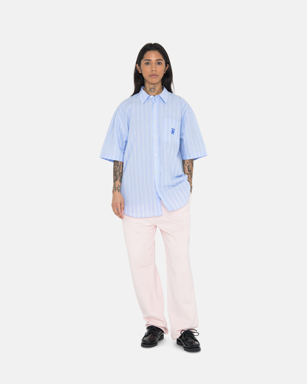 Chemises Stussy Boxy Rayé Ss Blanche Stripes | WVHN-61218367