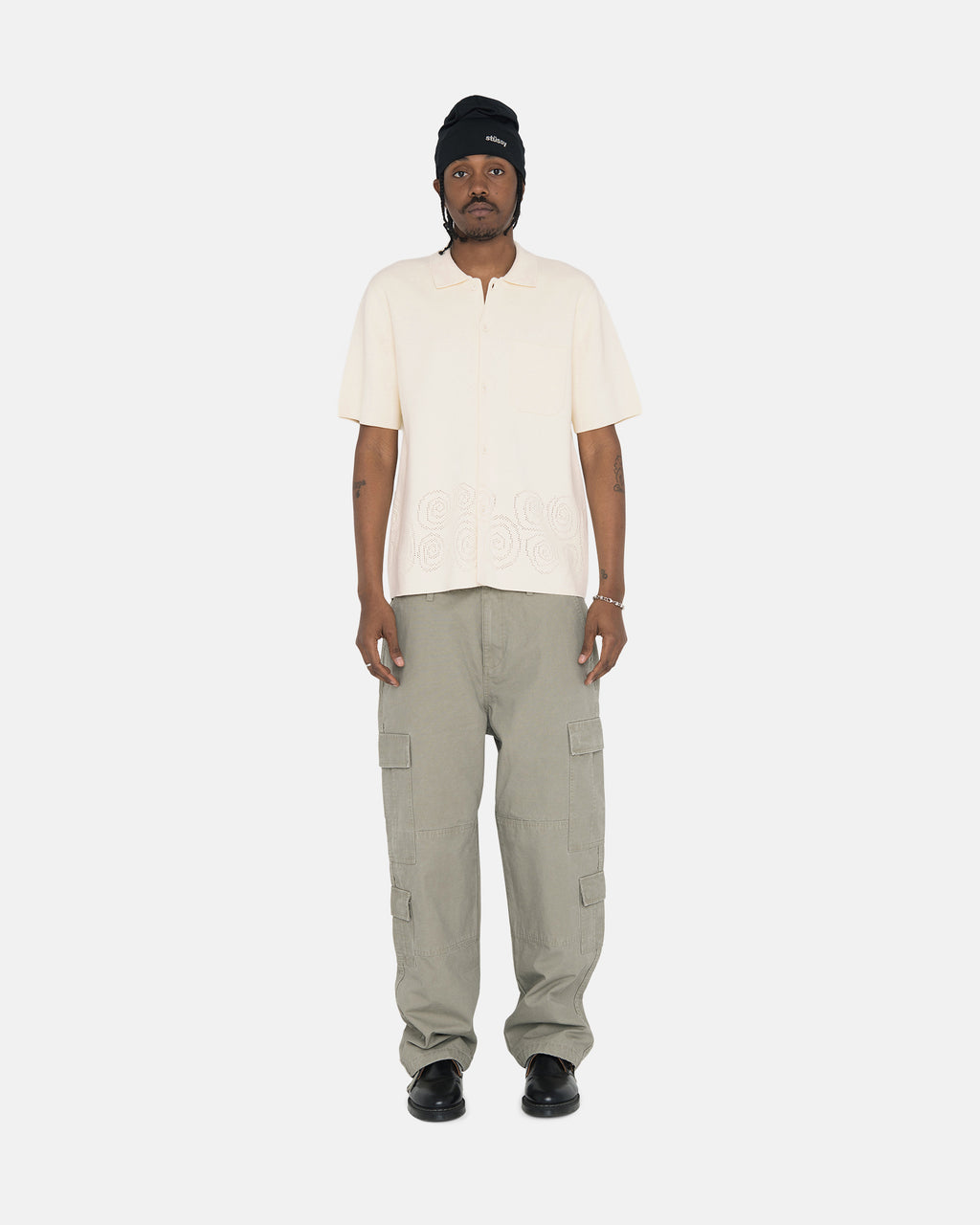 Chandails Stussy Big Mesh Polo Blanche | RWDT-34769273